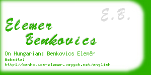 elemer benkovics business card